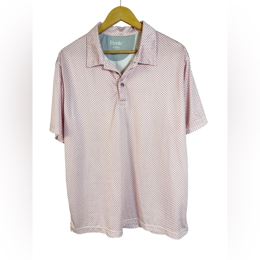 Etonic Golf Performance Polo Shirt Micro Print Red White Large Mens